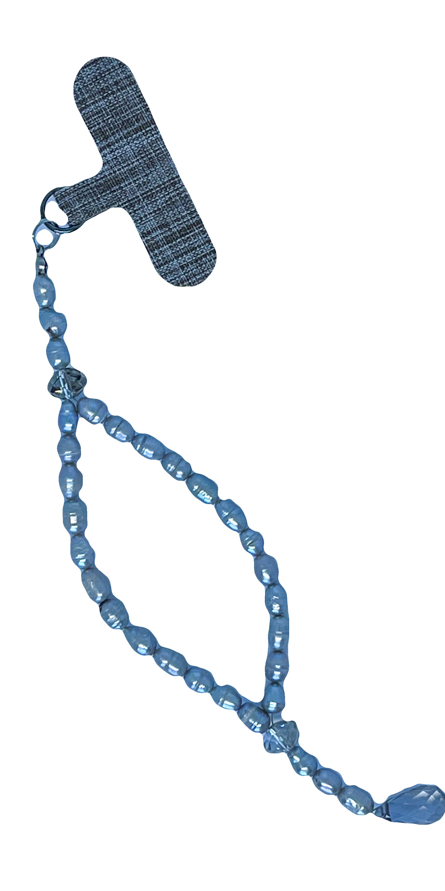 Genuine Lombok Freshwater Pearl Phone Strap - Elegant Silver Handmade Wristlet (21cm)
