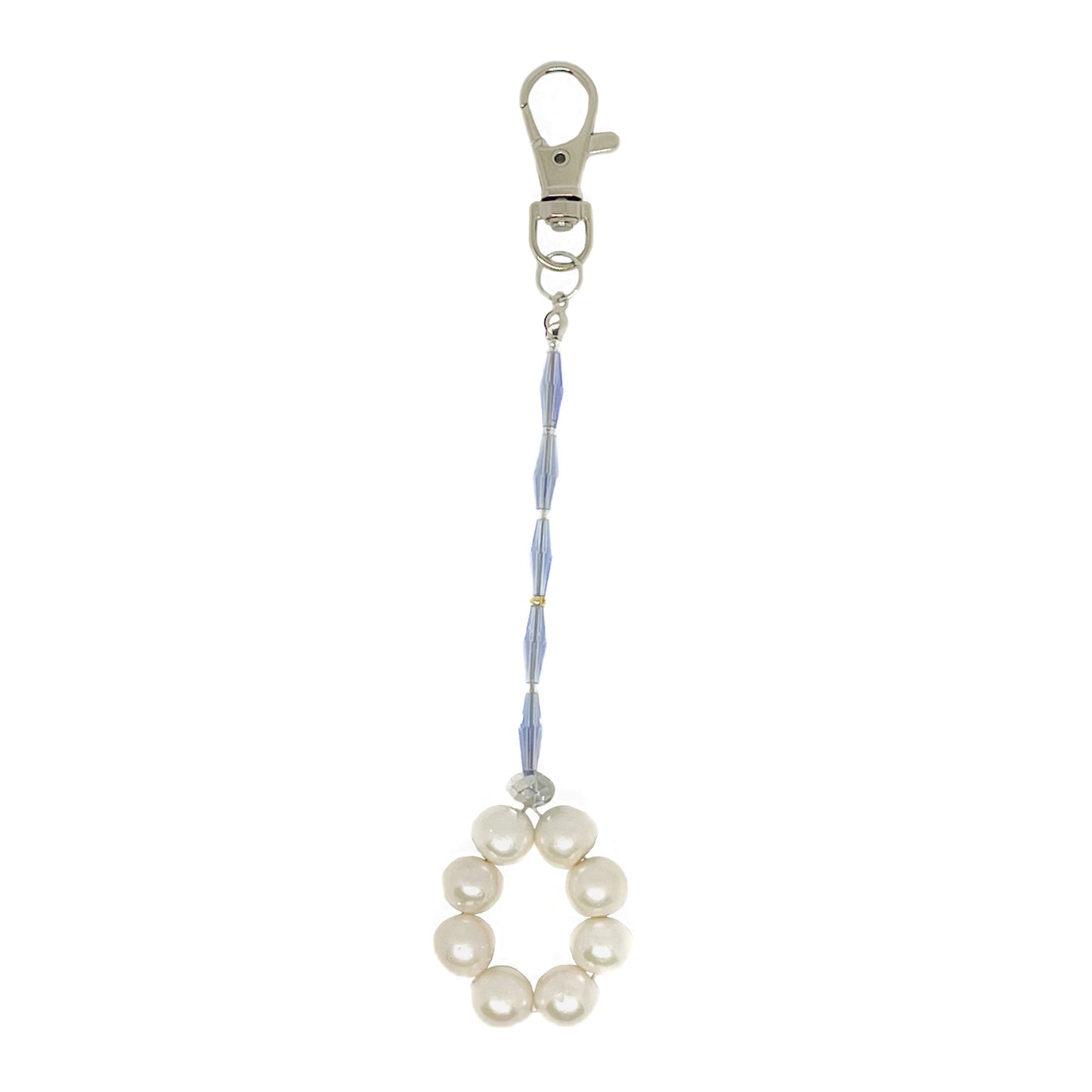 10mm AAA Quality Freshwater Cultured Pearl Key Tag featuring a circle of 8 stunning pearls on white background