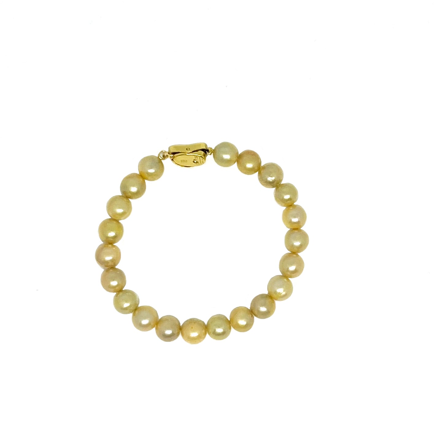 9mm AAA Quality Freshwater Cultured Pearl Bracelet in Gold