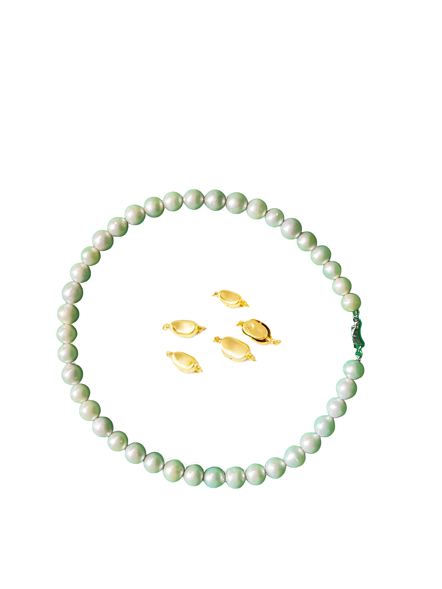 10mm AAA Quality Freshwater Cultured Pearl Necklace in White showing gold clasp